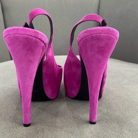 Giuseppe Zanotti Fuchsia Suede Heels-37.5(US 7.5) - Picture 3 of 12